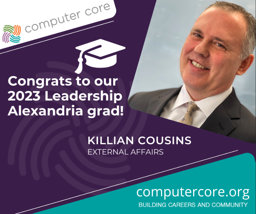 ComputerCORE's tweet photo. Congrats  Killian Cousins on completing Leadership Alexandria! Happy to have you on our team! #alexandria #alexandriacityhighschool #acps #alxcommunity #digitalequity #digitalinclusion #computerdonations #leadershipalexandria #chamberalx @AmyJacksonVA https://t.co/7hhp11twqw