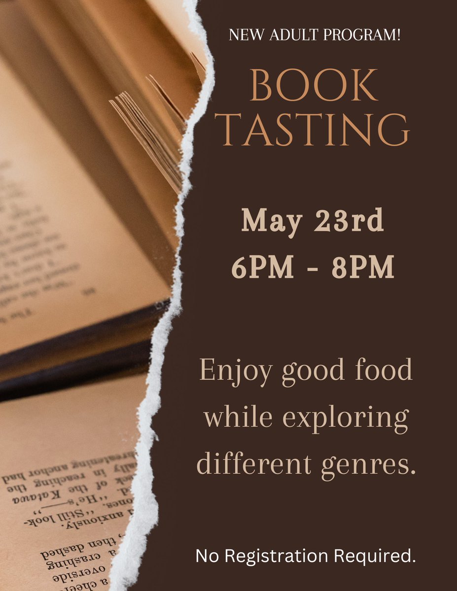 BooneAreaLib's tweet image. Our next Book Tasting program will be held in May 23rd at 6pm! 

Explore different genres while enjoying some pizza! 🍕 
.
.
.
#booktasting #booksbooksbooks #booklover #library #libraryevent #berkscounty #berkscountypa