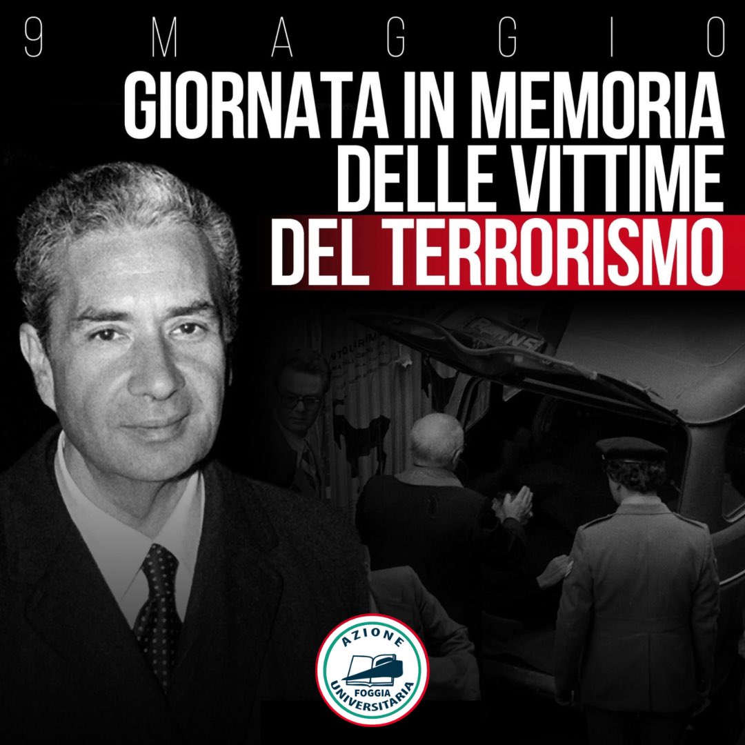 catalano_'s tweet photo. Il 9 maggio 1978 a Roma, in via Caetani, fu ritrovato il corpo di Aldo Moro, sequestrato e poi barbaramente ucciso dai terroristi delle Brigate rosse.
L'intera Nazione, oggi, ricorda chi ha pagato con la vita il folle estremismo di altri. https://t.co/Ahu9k8nWIj