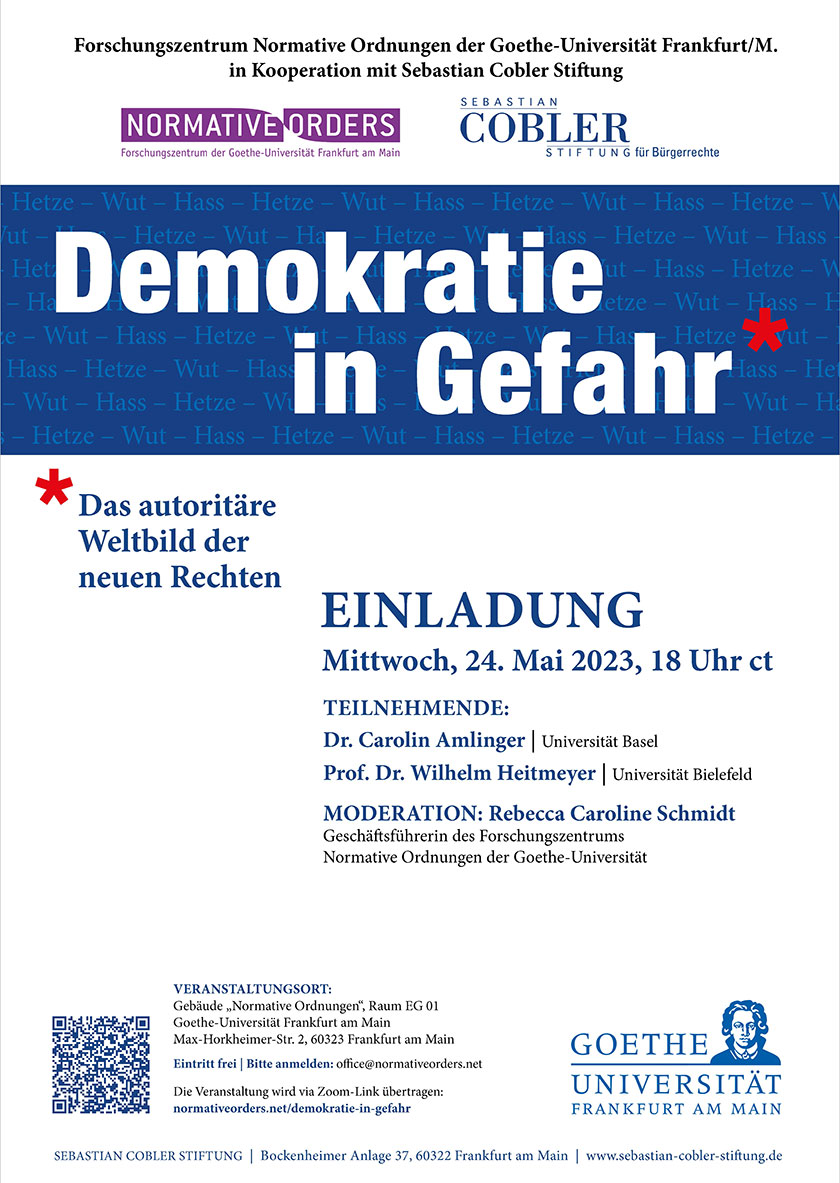 Autoritäre Parteien und Bewegungen gewinnen an Einfluss. Was trägt zu dieser Entwicklung bei? Wie lässt sich das autoritäre Weltbild charakterisieren? Und was bedeutet es für die Demokratie?

Dazu diskutieren <a href="/CAmlinger/">Carolin Amlinger</a> und Wilhelm Heitmeyer am 24.05. ab 18:15 Uhr.