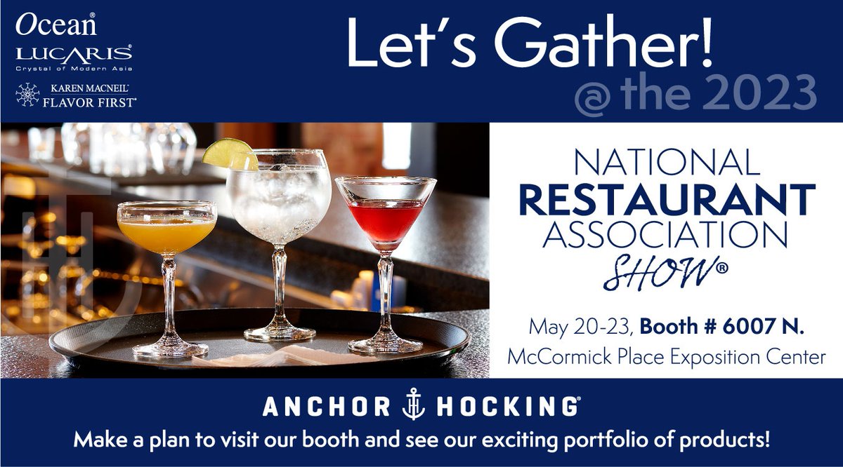 If you are visiting NRA this weekend, make sure you stop by the Anchor Hocking booth #6007 #nationalrestaurantshow @anchorhocking