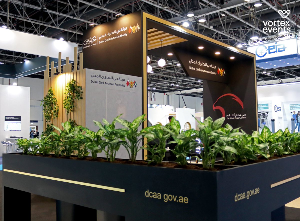 VortexEventsFZE's tweet photo. When elegance and sustainability come together! 🙌

We take great pride in successfully building the Dubai Civil Aviation Authority stand at the #airportshow2023 exhibition.

#sustainability #uae #exhibitionstand #dubai https://t.co/f4VWsHFf4u