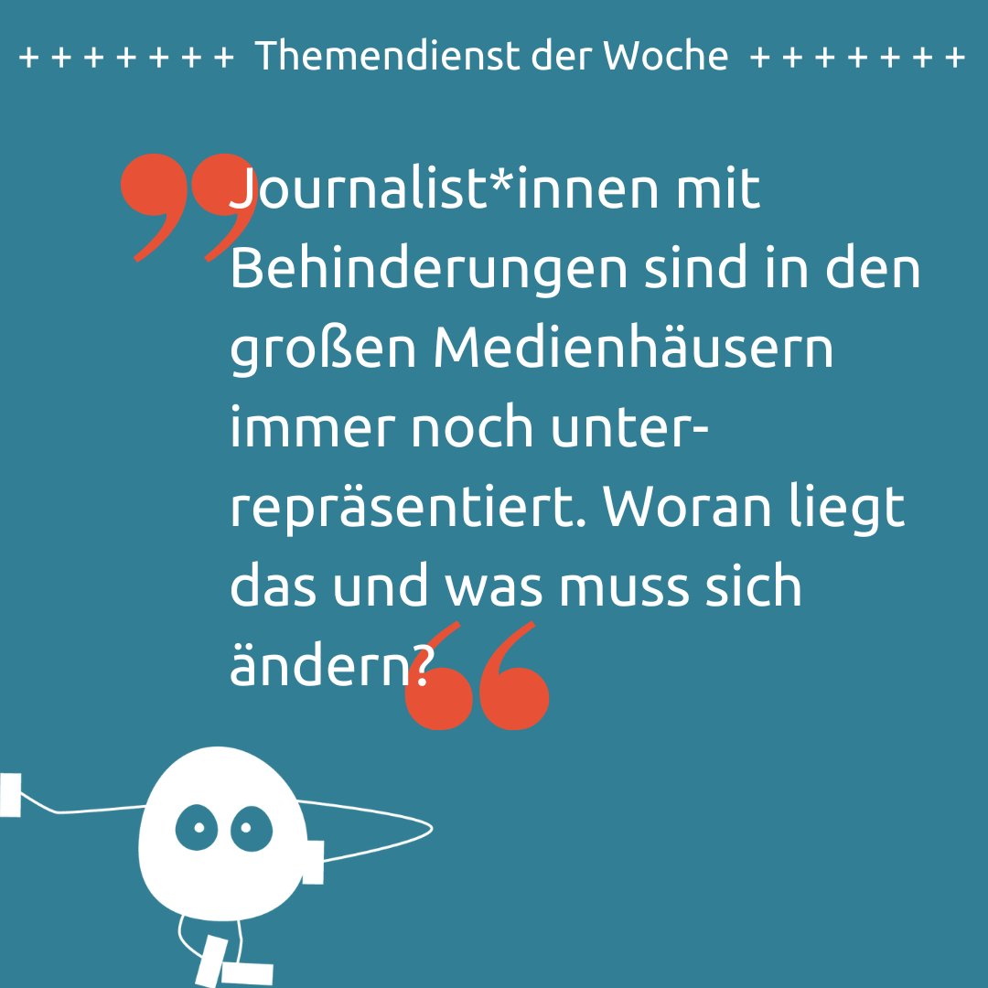 leidmedien's tweet photo. #Themendienst|ag: Journalist*innen mit Behinderungen bei @leidmedien ✅Journalist*innen mit Behinderungen bei Leitmedien❌Wann wird @tagesschau endlich von einer Person mit Behinderung gehostet oder @spiegel von einer behinderten Chefredakteur*in geleitet?https://t.co/YYIePvcXYX https://t.co/s7G6DpIT09