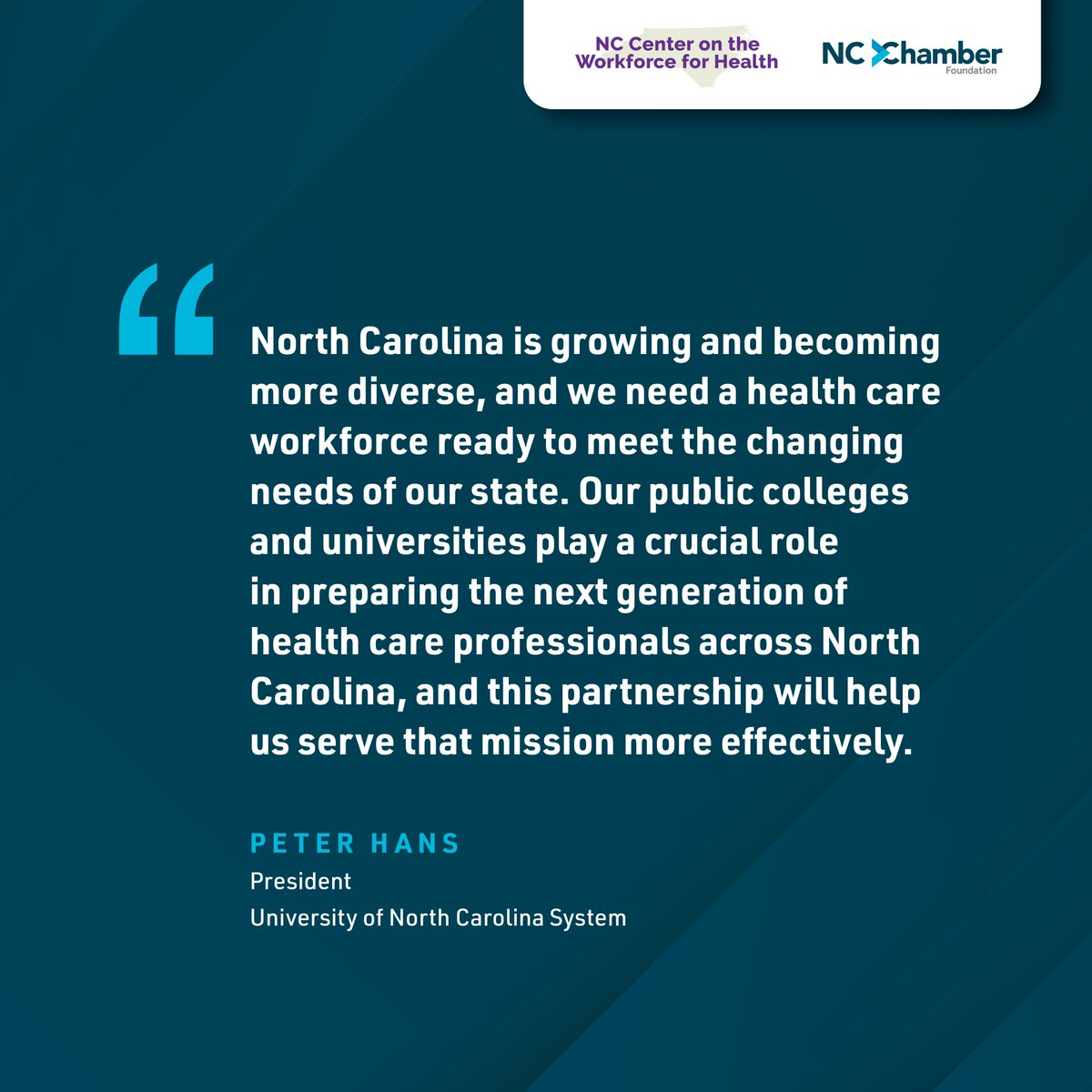 UNC_System's tweet photo. Last week, the @NCChamber Foundation and NC Center on the Workforce for Health launched a partnership to close the health care workforce gap in North Carolina. Learn more about the landmark #NCWorkforce4Health initiative here: https://t.co/1UlUbeEYFG @ncahec @uncsheps https://t.co/pJa2HhKblI