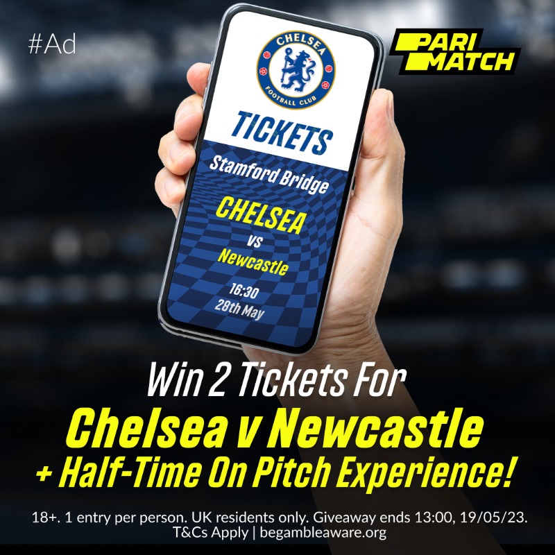 ParimatchUK's tweet photo. 🚨 Chelsea v Newcastle tickets up for grabs!  🚨

Win 2 tickets and the opportunity to take part in an on pitch half-time football challenge to win prizes!

To enter:
📲 Follow @ParimatchUK
🔁 Retweet this post
💬 Reply with #ParimatchCFC

T&amp;Cs Apply.

#CFC