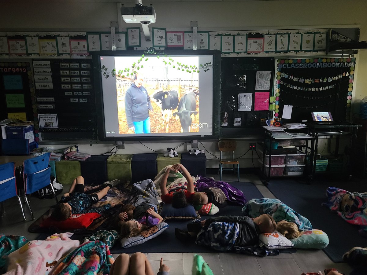 mrslape's tweet photo. Happening now in first grade...our farm chat with Willow, our adopted calf from the Adopt A Calf Program. https://t.co/jf57wGCKmR