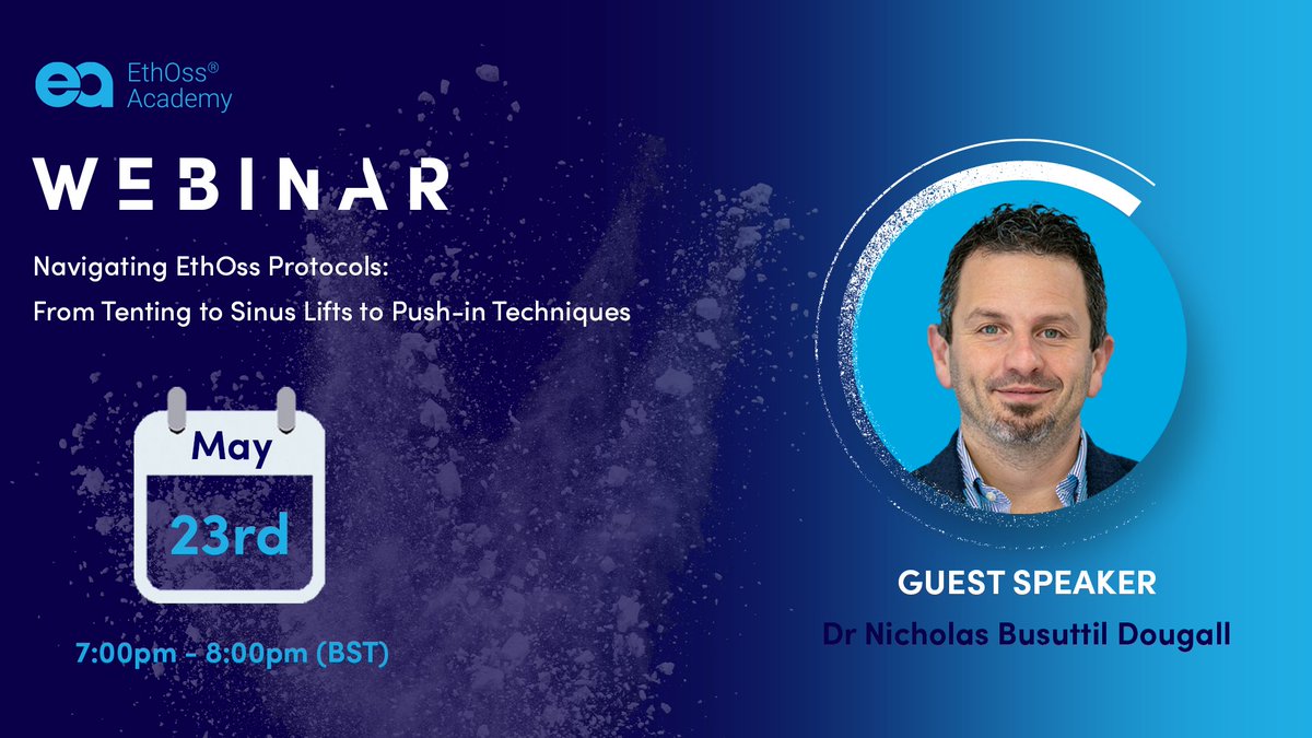 EthossCo's tweet image. Join us in 2 weeks with Dr. Nicholas Dougall and his perfected EthOss protocols for dental bone grafting. 

Don't miss out on this opportunity to enhance your knowledge and skills

Register now - hubs.la/Q01P6Bfl0

#truehostboneregeneration #ethossbonegraft #growstronger