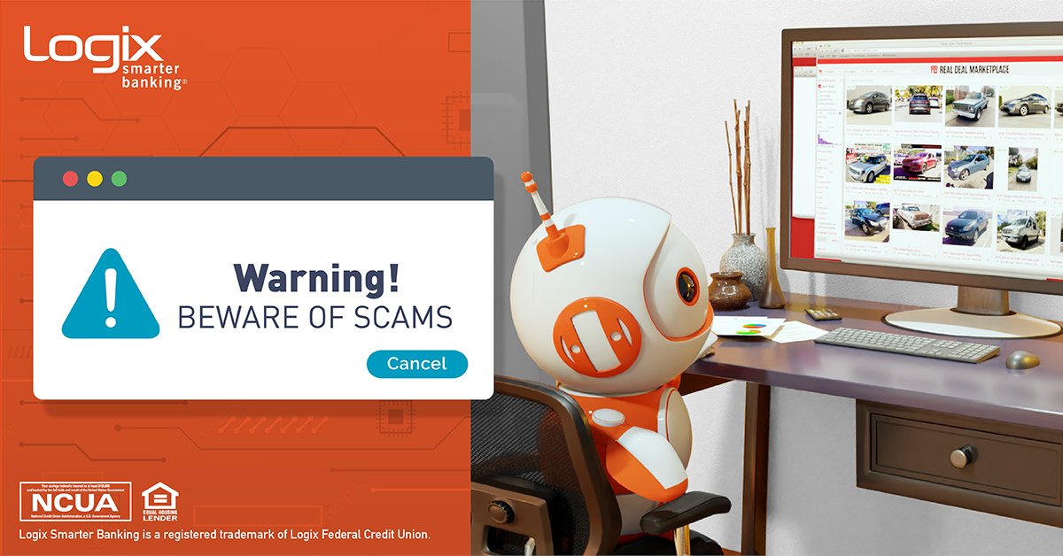 LogixFCU's tweet image. Be cautious when dealing with 👩‍💻 anonymous listings and virtual transactions. #OnlineMarketplace scams take on a variety of forms. Learn about these #scamtactics at blog.logixbanking.com/smartlab/onlin…

#SmartBlog #SmarterBanking #Logix #CreditUnion