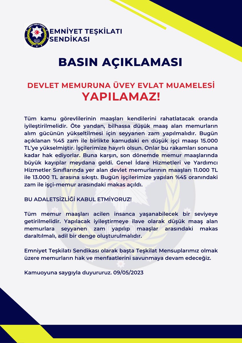 Emniyet Teşkilatı Sendikası (@emniyetts) on Twitter photo 