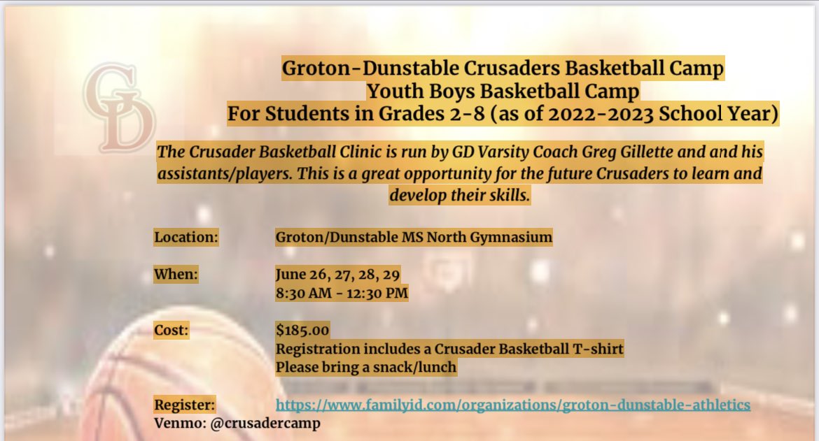 Crusader Camp Registration is open.    familyid.com/organizations/…