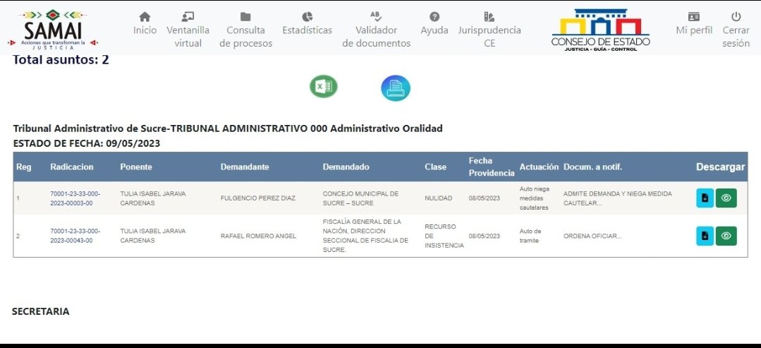 TribunalSucre's tweet photo. El Tribunal Administrativo de Sucre publica el estado de fecha 09 de mayo de 2023, consultelo en SAMAI.

https://t.co/xb1Fl6PaFB https://t.co/WN2pxKlGNG