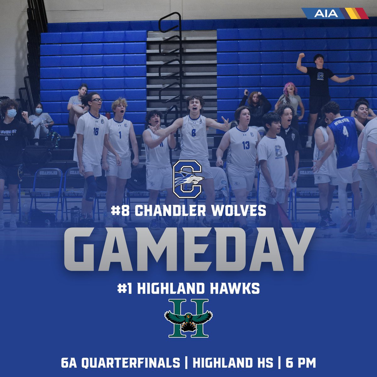 Quarterfinals! 

#8 Chandler heads to #1 Highland for a 6A Playoff Matchup. 

First serve is at 6 pm. 

Go Wolves!