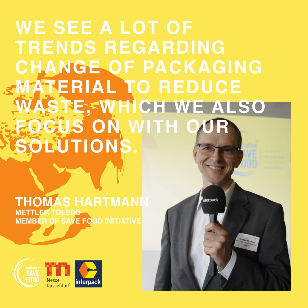 "We see a lot of trends regarding the change in packaging materials to reduce waste, which we also focus on with our solutions.", said Thomas Hartmann, Mettler-Toledo International, Inc, Member of the Food Safety Initiative.  🙌 💡🍎 #interpack2023 #mettlertoledo #savefood