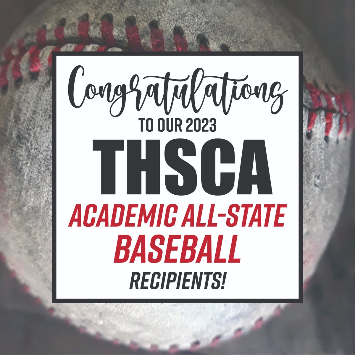 Congratulations to the 2023 THSCA Academic All-State Baseball recipients!  Hard work in the classroom pays off!🧠⚾️

Check the teams here: thsca.com/academic-all-s…
#StudentAthletes