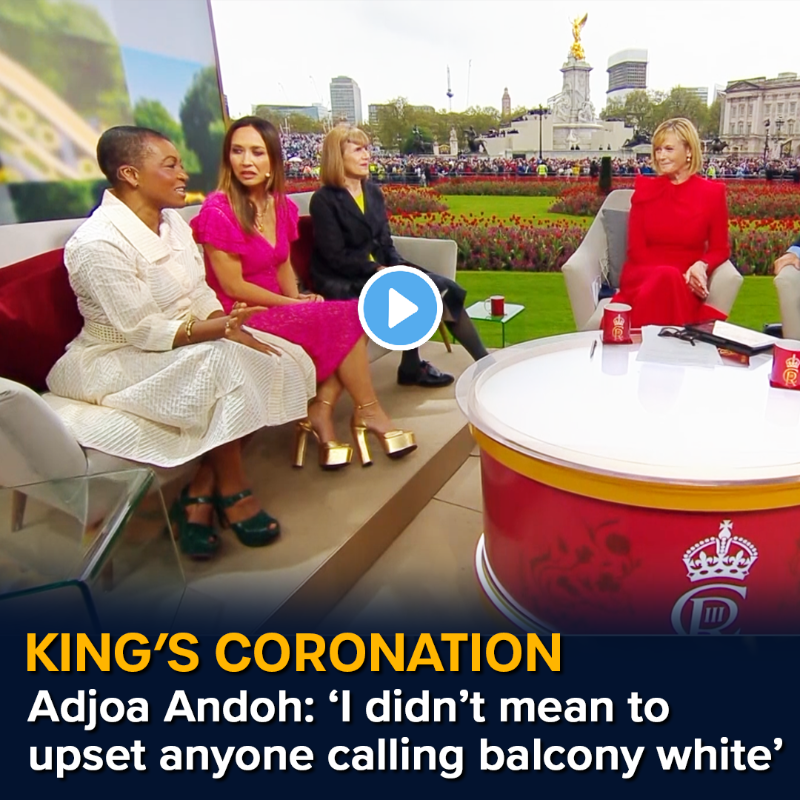 TalkTV's tweet photo. Adjoa Andoh has said she did not mean to cause offence with her remark on the ethnic makeup of the Buckingham Palace balcony after the King's coronation.