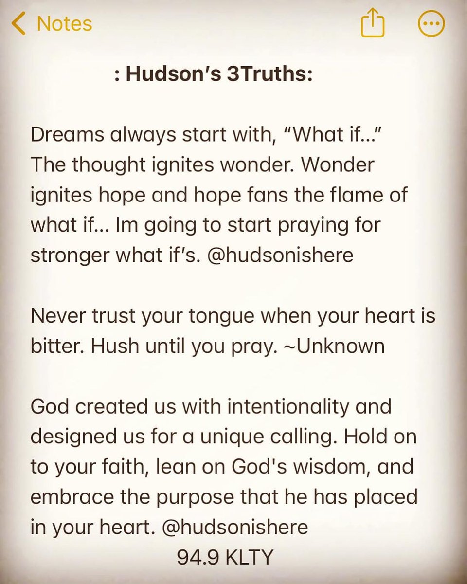 949KLTY's tweet photo. #3Truths from @HudsonIsHere on your Tuesday! 😄 Tune into @KltyMornings on 94.9 #KLTY for more #inspiration ➡️ https://t.co/V2qPkN5DDg 🙌 #whatif #hushuntilyoupray #empraceyourpurpose #KLTY #LiftYourSpirits #TeamKLTY https://t.co/CxYeHqh53A