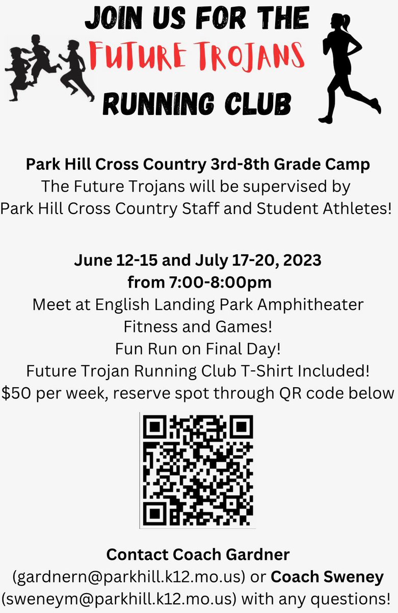 PHHSDistance's tweet image. Summers more fun if you get in a run! The Park Hill XC coaches and athletes will be hosting 2 sessions of camp! Please check out the flyer and forward to anyone interested! @phhsbxc