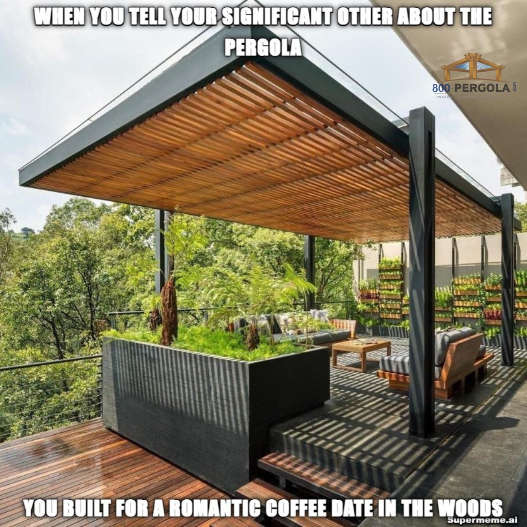 'Who needs a fancy restaurant when you can have a cozy coffee date under a rustic pergola in the woods? 🌿☕️❤️' 

#800pergola #pergola #patio #DubaiLife #OutdoorLiving #HomeDecor #PatioDesign #UAEHome #LuxuryLiving #DubaiHomes #PergolaDesign #GardenDesign #DubaiInteriors