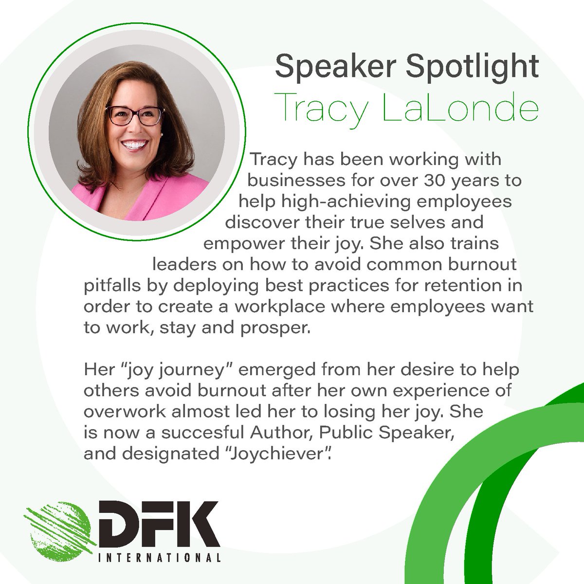 DFK_Intl's tweet photo. We'd like to introduce our first speaker for this year's #GlobalConference Tracy LaLonde, Author, Public Speaker and Joychiever!
#DFKMiami2023 #CantWait #KeynoteSpeaker #TheDFKDifference
https://t.co/7yZt5zEDvu https://t.co/cEzyVqBxSN