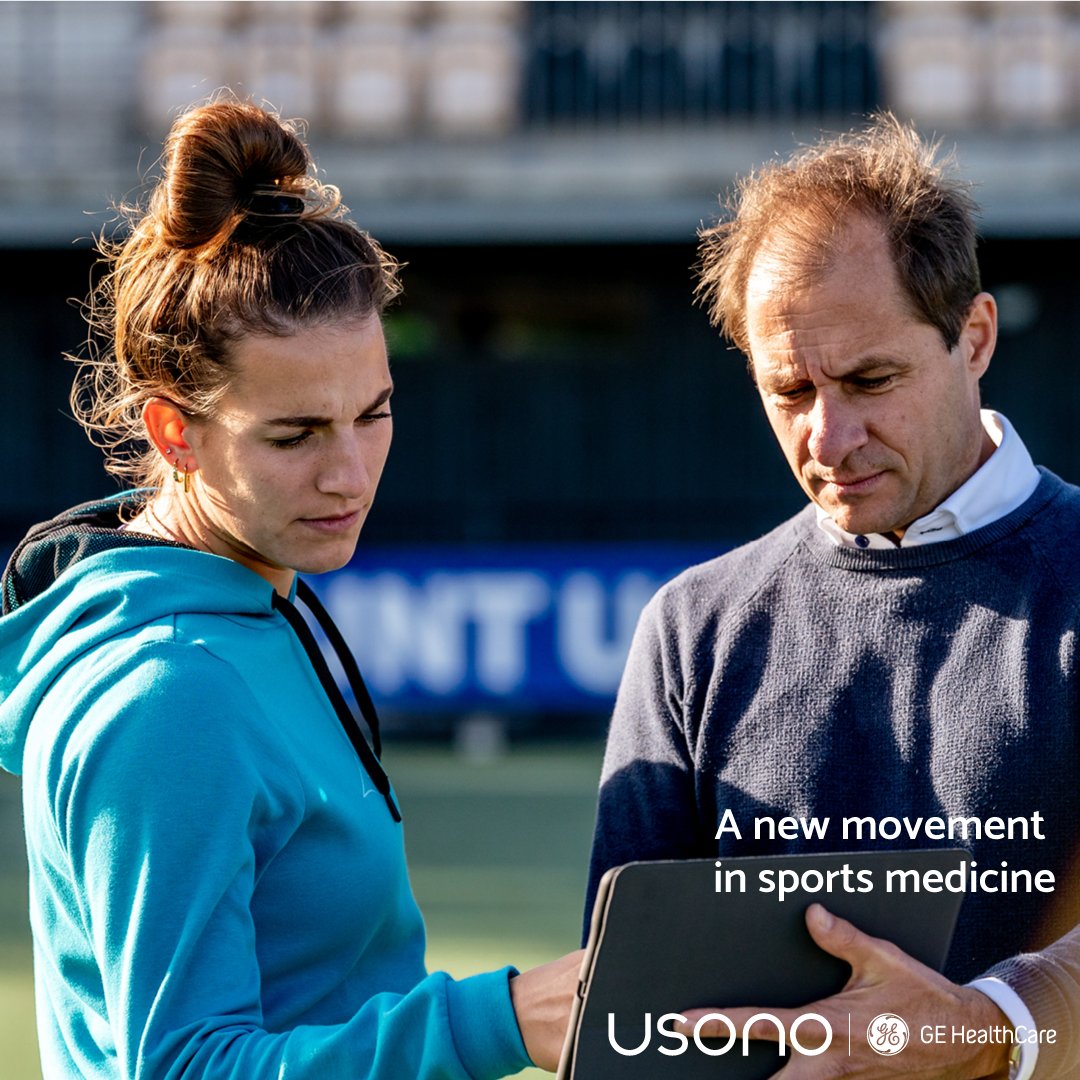 usono's tweet photo. Together with @GEHealthCare we're changing the game: @vscan with ProbeFix Dynamic for live scanning of muscles in motion, directly on the pitch! #dynamicscanning #gehealthcareultrasound #sportsmedicine #vscanair #usono #probefix #musclesinmotion #rethinkultrasound https://t.co/zLCoKAPRth