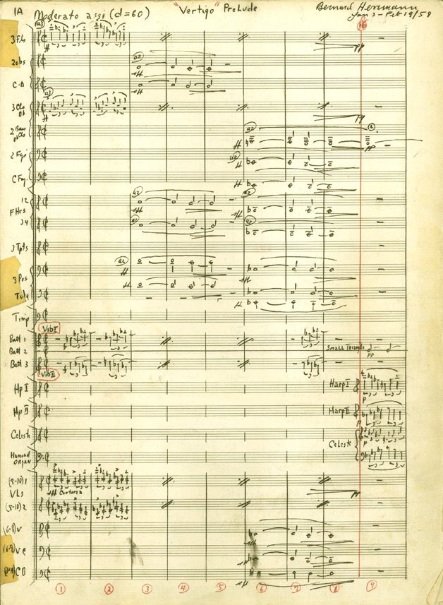 HerrmannMovie's tweet photo. Bernard Herrmann's "Prelude" for Alfred Hitchcock's VERTIGO. The film premiered in San Francisco on this day in 1958. https://t.co/fUudOcV2ME