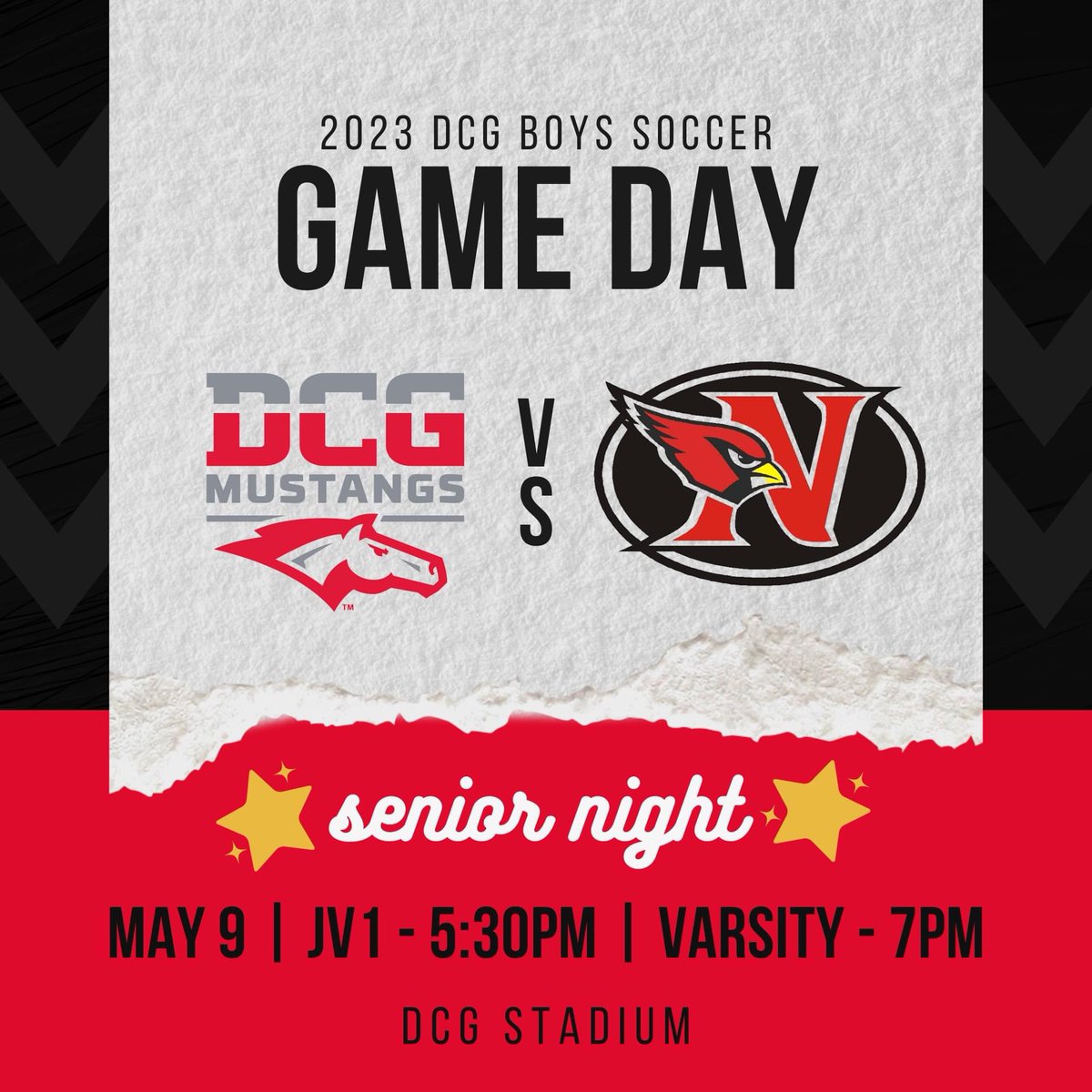 DCGSoccer's tweet photo. Come out tonight and cheer on the Mustangs at their last regular season game! We'll be celebrating these 8 amazing seniors in between the JV and varsity games! @dcgactivities

Chase Behnkendorf
Aidan Benberg
Alex Holcomb
Owen Hope
Konnor May
Jay Meza
Gaige Pickett
Braeden Roberts https://t.co/ZTNvm6VBP0