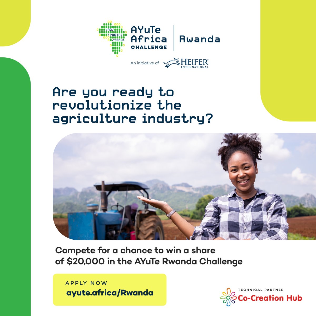 HeiferRwanda's tweet photo. #HeiferRw is looking for innovative young #entrepreneurs in #Rwanda to join the  #AYUTERwanda2023 challenge! 

With a total of $20,000 in cash prizes, this is your chance to revolutionize farming and drive sustainable growth for smallholder farmers.1/2

🔗:https://t.co/yzR9Fzakul https://t.co/ZcKiZKqc0X