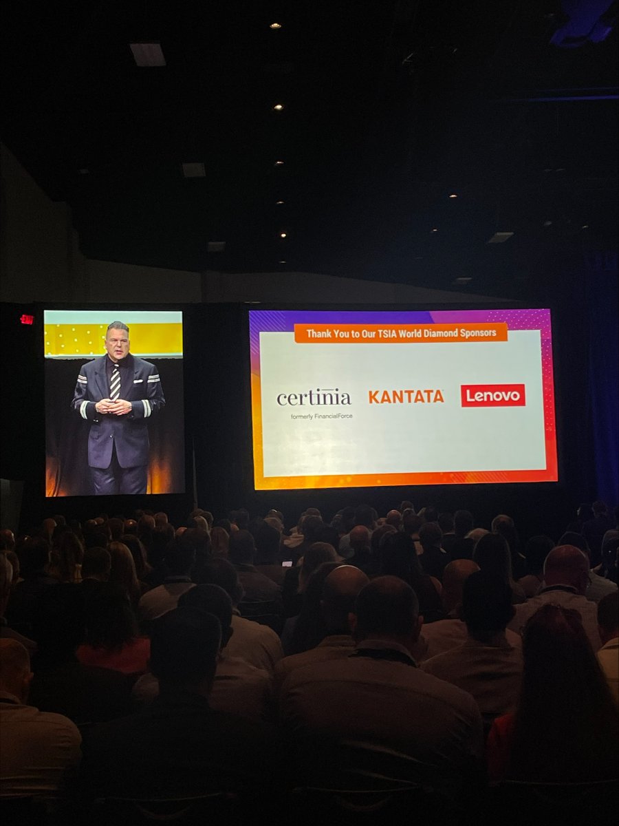 debashton's tweet photo. Day 2 of #TSIAWorld is on!

Sharing a picture from today’s opening keynote! Great work, @john_ragsdale, giving a proper kick off to this conference and sharing our collective excitement to be in Orlando this week. 

#TSIA23 #Certinia #PSA #Keynote https://t.co/jokoUmUVlf