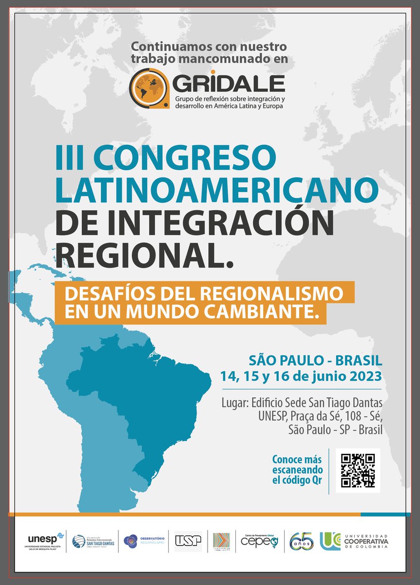 GridaleOrg's tweet photo. Próximo evento, III Congreso GRIDALE "Desafíos del Regionalismo en un Mundo Cambiante". https://t.co/BZiRCr7kc2