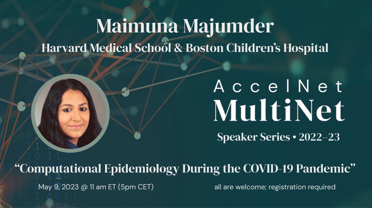 AccelNet-MultiNet (@multilayernets) on Twitter photo 🚨 Starts in 60m! Join us for a talk by Maimuna Majumder (<a href="/maiamajumder/">Dr. Majumder is writing 🖋</a>; Harvard Medical School & Boston Children’s Hospital), "Computational Epidemiology During the COVID-19 Pandemic." All are welcome. Abstract & registration: accelnet-multinet.org/talks/maimuna-… <a href="/IUNetSci/">IUNI</a> <a href="/NUnetsi/">Network Science Institute</a> 🚨 Starts in 60m! Join us for a talk by Maimuna Majumder (<a href="/maiamajumder/">Dr. Majumder is writing 🖋</a>; Harvard Medical School & Boston Children’s Hospital), "Computational Epidemiology During the COVID-19 Pandemic." All are welcome. Abstract & registration: accelnet-multinet.org/talks/maimuna-… <a href="/IUNetSci/">IUNI</a> <a href="/NUnetsi/">Network Science Institute</a>