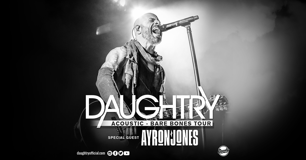 🚨 NEW SHOW ANNOUNCEMENT 🚨 DAUGHTRY: BARE BONES TOUR @Daughtry_News Presented by @DruskyEnt Wednesday, August 16 at 7:30 PM Member Pre-Sale: Thursday, May 11 at 10 AM – 10 PM On Sale: Friday, May 12 at 10 AM 🎟: ow.ly/PnRQ50OiRYV