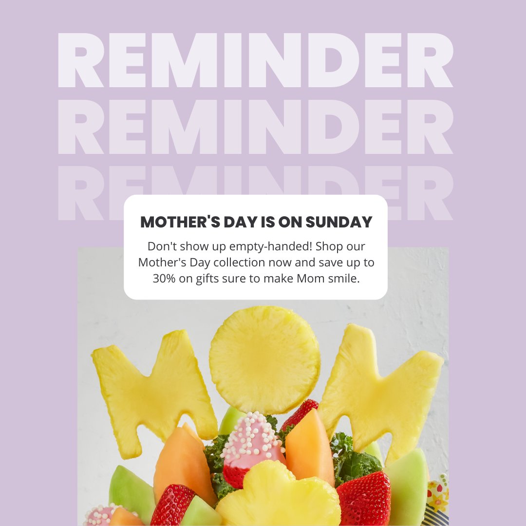 Up to 30% off for you, all the smiles for Mom! Now that's a win-win 😘 Find the perfect Mother's Day gift now ⬇️ ediblearrangements.com/mothers-day-gi… #mothersday #mothersdaygifts #creativegiftideas #ediblearrangements #besweet