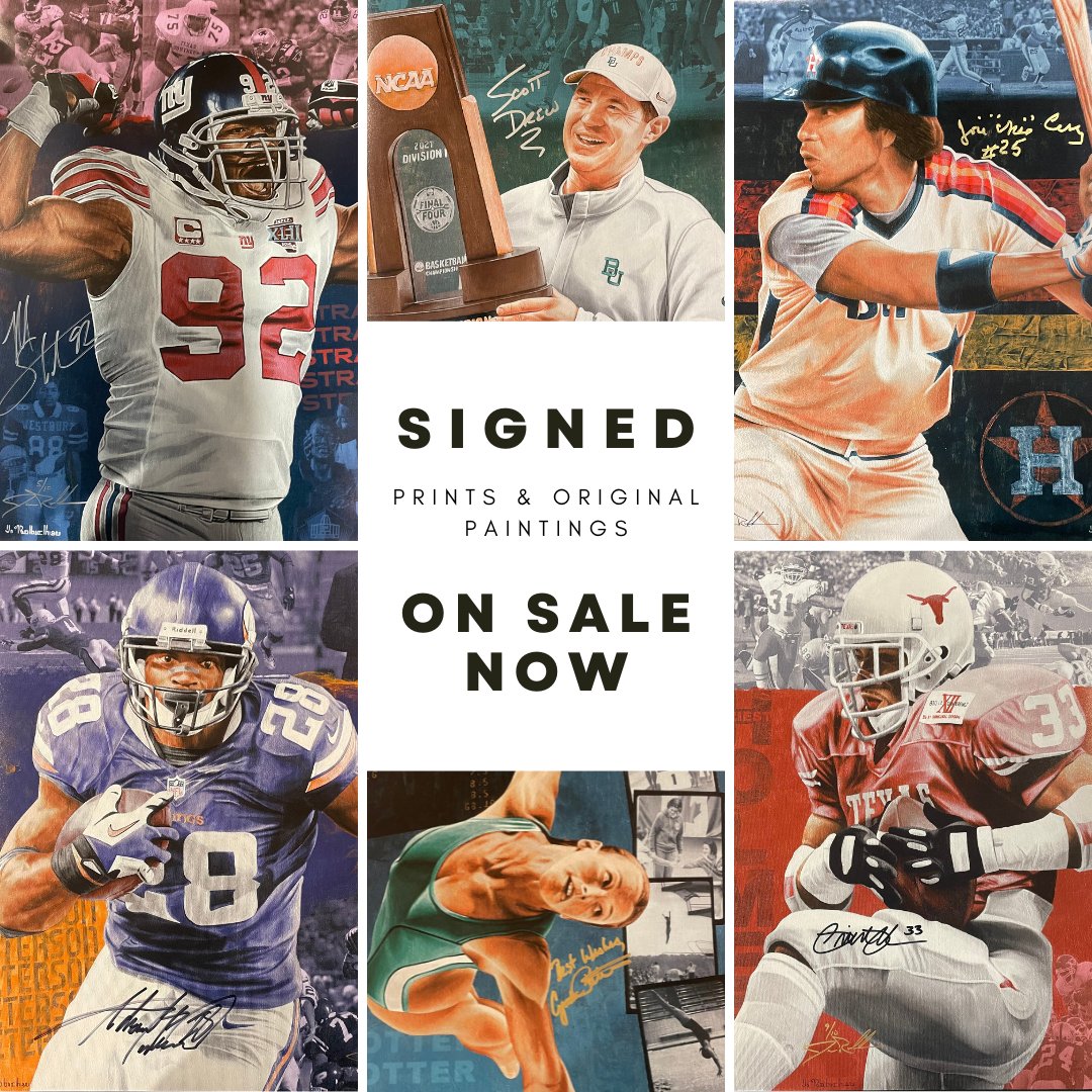 TXSportsHOF's tweet photo. Don't miss out🚨! Our limited edition #2023 Inductee SIGNED portrait prints and original paintings are now on sale- get them before they're gone! #InducteePaintings #GrabThemNow #2023Class
Buy now: https://t.co/QnN3GwgLOJ https://t.co/NLO6DpfsDx