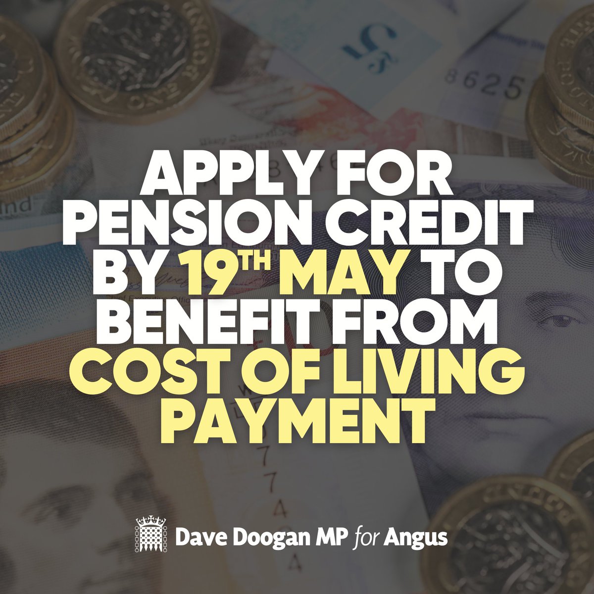 DaveDooganSNP's tweet photo. 🔍 Around 1,052 people in Angus are eligible for Pension Credit and haven't claimed it.
👇 Apply before 19th May to avoid losing out on an extra £301 cost of living payment.
☎️ Call @agescotland helpline on 0800 12 44 222, or visit https://t.co/KQk45bkMEf #CheckInCashOut https://t.co/M2rYaCdeOf