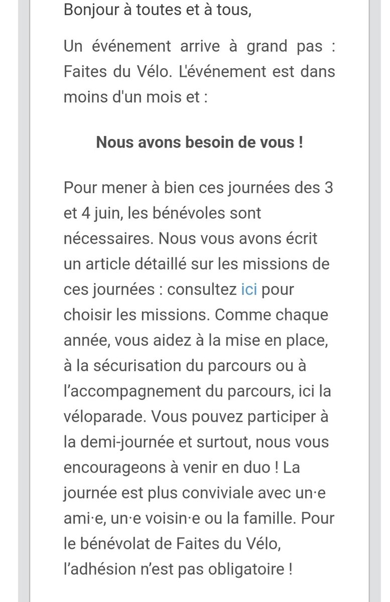 ludovelododo's tweet photo. Le 3 et 4 juin c'est la faites du vélo.
@PAVelo_Nantes a besoin de 80 anges pour la sécurisation et les animations.
J'ai été ange gardien il y a 4 ans. Il y avait une très bonne ambiance.
Si cela vous intéresse c'est ici ⬇️
https://t.co/79lQM32UkB
#nantes #veloparade https://t.co/uTEYCnTmBV