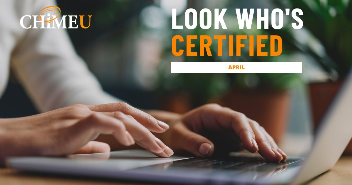 CHIMEUniversity's tweet photo. Announcing our newest @CHIMEUniversity Certified Professionals! Are you ready to #GetCertified? Click to learn more about our certificate holders and take the step on your digital health journey: https://t.co/hCwBuAITCF

#DigitalHealth #HealthEducation #CHIMEU https://t.co/hbpFCsfIgy