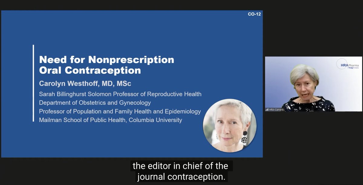 DrDGrossman's tweet photo. Dr. Carolyn Westhoff of Columbia University is presenting on the current landscape for people accessing contraceptives—as she points out, the less effective and less discreet methods are available over the counter, while the more effective methods are not. #FreeThePill https://t.co/VupIkXJ7uC