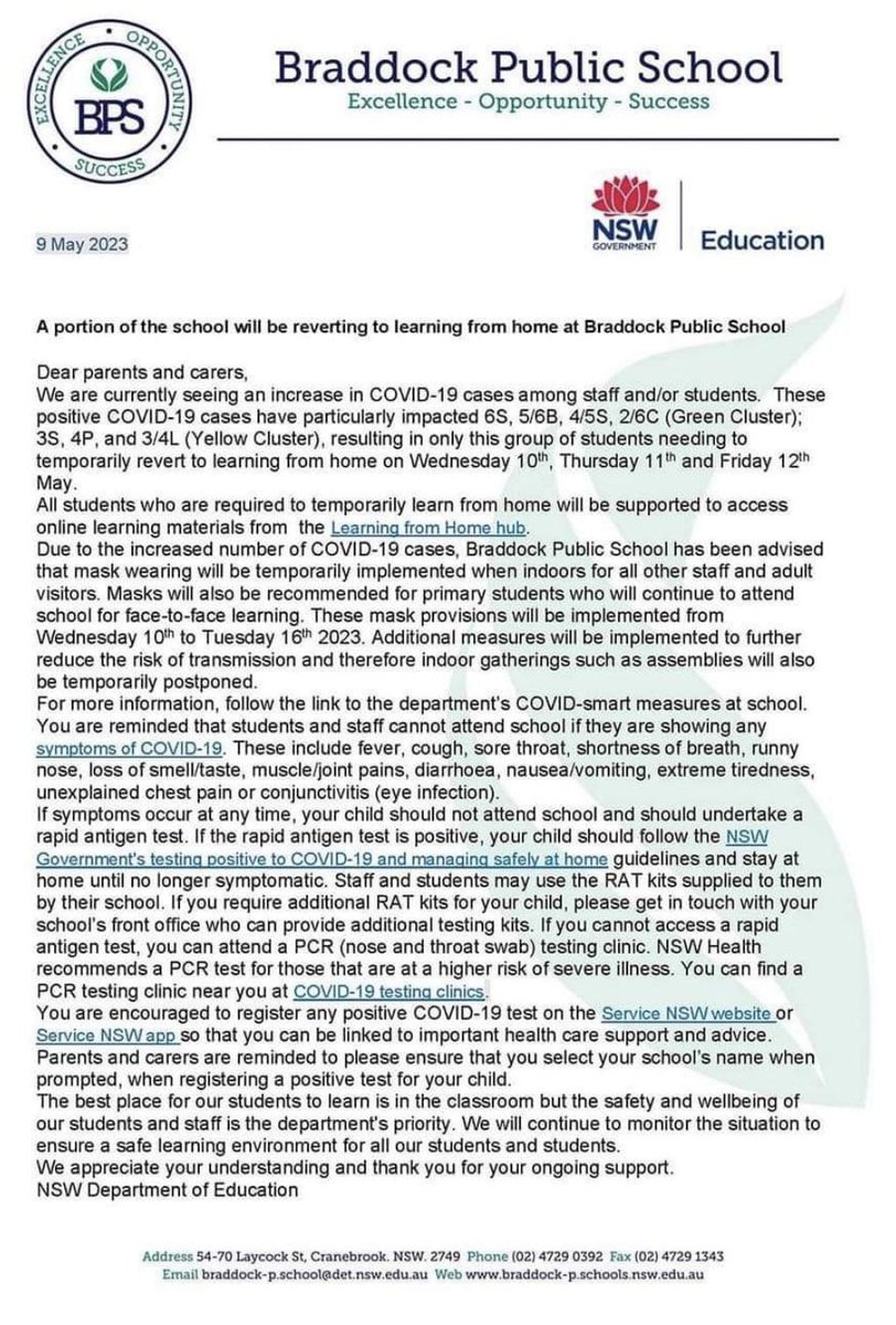 LilliaMarcos's tweet photo. Hello Arcturus? Syd school back to online learning and masking! Friend just sent me this from a Penrith fb group - note mentions pink eye…how is this sustainable?#CovidIsNotOver #COVIDisAirborne #Auspol2023 https://t.co/wCuKuj9hpp