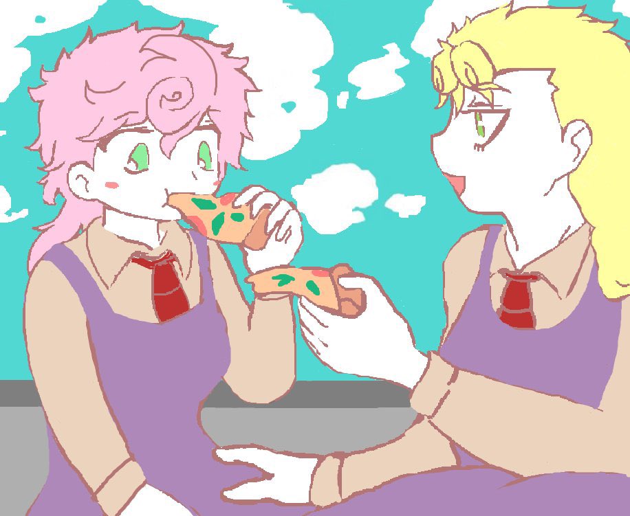 相互さんとマイピクさんのお誕生日祝い&リクエストで昔描かせて頂いたジョルボスとジョルトリの絵(どっちもジョルノだけ女体化してる設定だった) #女体化ジョジョ #ジョジョ女体化