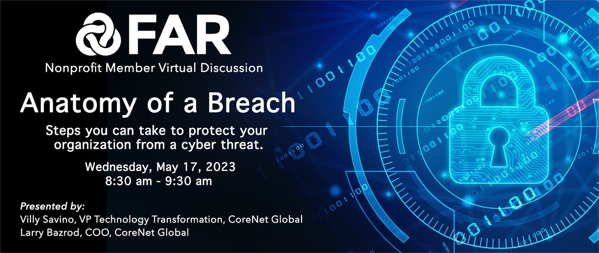 Anatomy of a Breach - A Nonprofit Member Virtual Discussion

Sit in on this one-of-a-kind webinar to hear first-hand experiences from an association that has gone through a breach and their lessons-learned to help you prepare for the inevitable.

far-roundtable.wildapricot.org/event-5161228