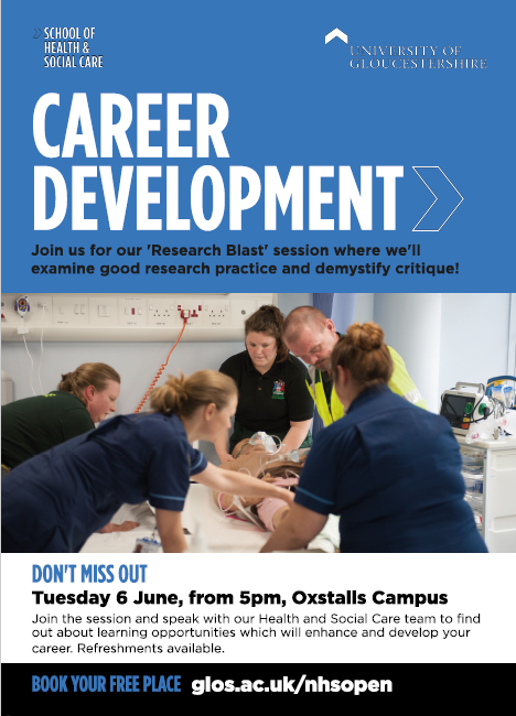 Advanced Practice UoG (@pgadvanceduog) on Twitter photo Join us on our open day for healthcare professionals and our "research blast" session. We'll be exploring using research, and you can get a certificate for your CPD!
Sign up here! glos.ac.uk/nhsopen
<a href="/uniofglos/">University of Gloucestershire</a> #GloucestershireNHS #Gloucestershire #AdvancedClinicalPractice Join us on our open day for healthcare professionals and our "research blast" session. We'll be exploring using research, and you can get a certificate for your CPD!
Sign up here! glos.ac.uk/nhsopen
<a href="/uniofglos/">University of Gloucestershire</a> #GloucestershireNHS #Gloucestershire #AdvancedClinicalPractice