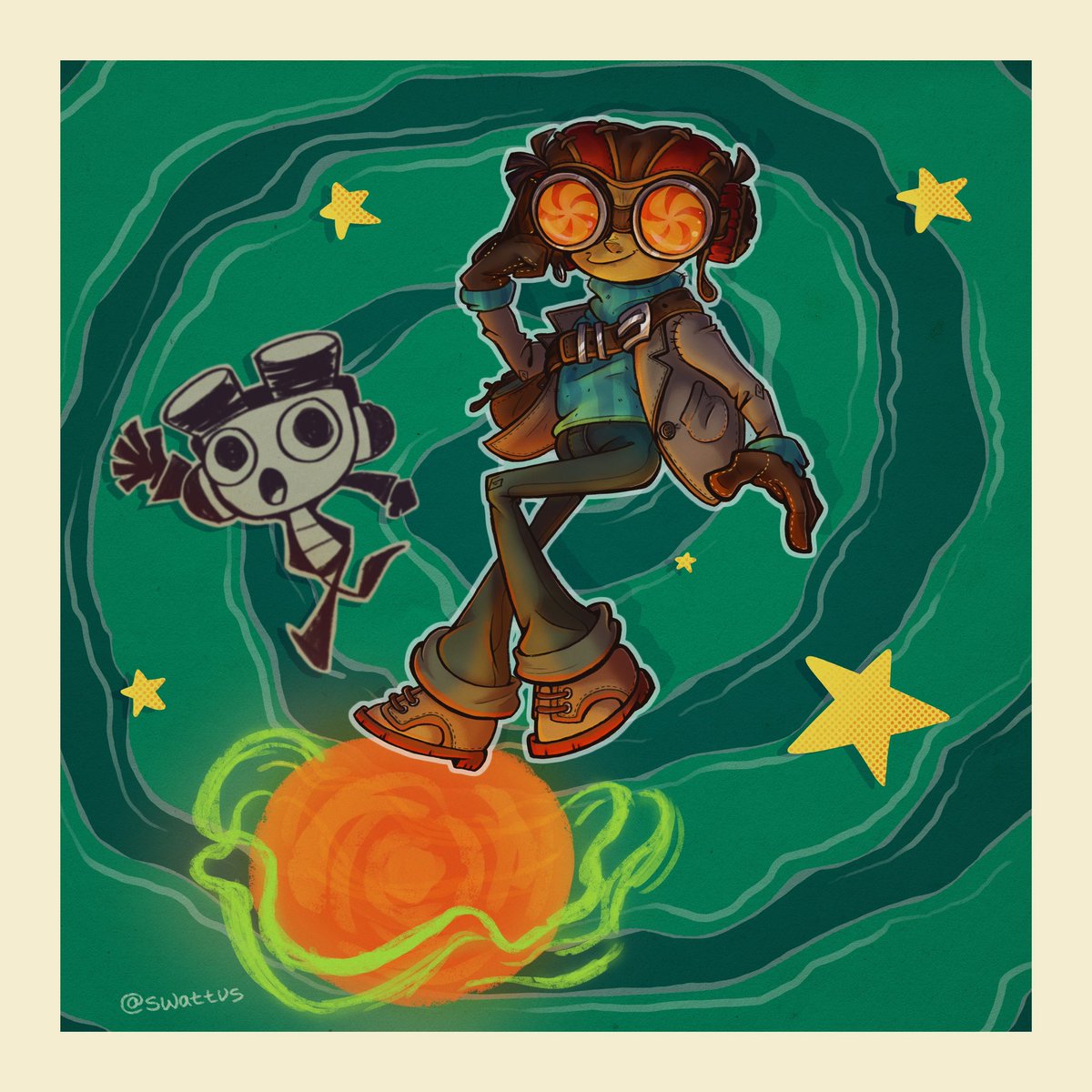 swattus's tweet image. Just a Psychonaut and his paper pal! 🧠✨

• #psychonauts • #Psychonauts2 • #Raz •
