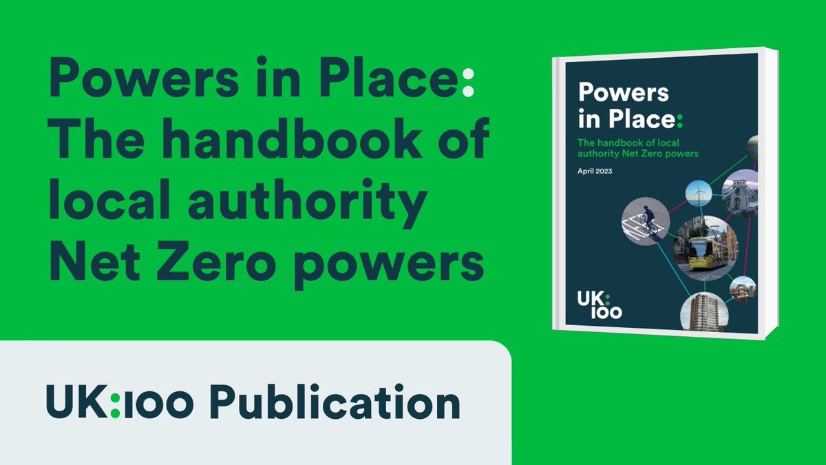 UK100_'s tweet photo. 🚨 Calling all new and re-elected councillors, be sure to check out and share our new #NetZero powers handbook: #PowersInPlace. 

Described by one local leader as "the single most useful document for a local authority looking at how to tackle climate change"

#LocalElection2023 https://t.co/DvR2J3djC0