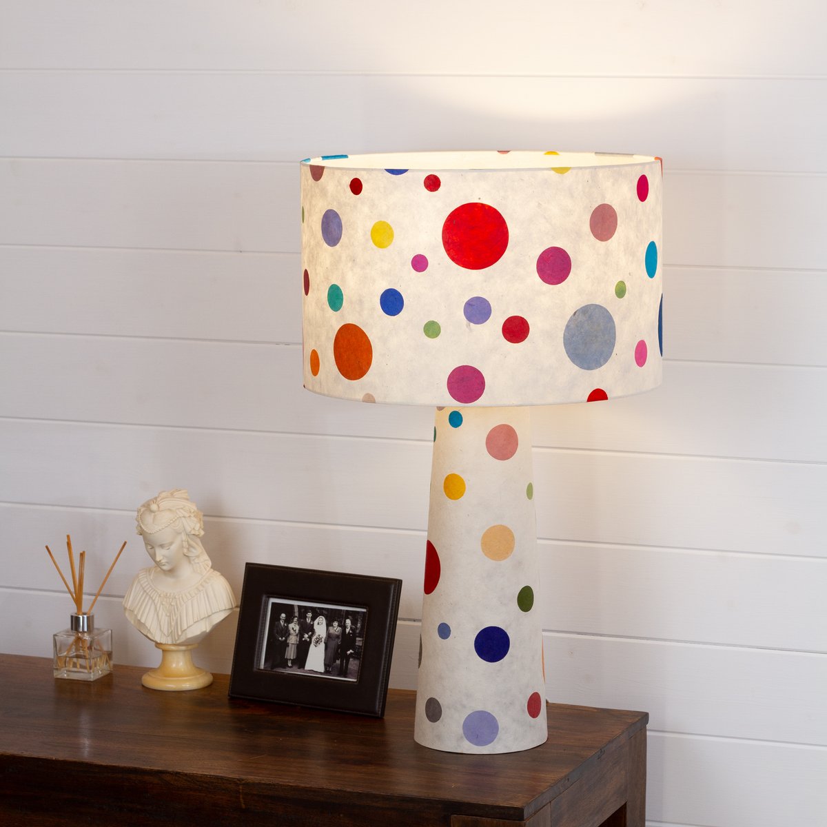 imbuelighting's tweet photo. Polka Dot Matching Table Lamp. 
66cm Height x 40cm diameter, Handmade on the Isle of Anglesey ~  https://t.co/dS1Qdb1NmS 
 #handmade #interiorlighting #tablelamp #polkadot #lighting #decor https://t.co/ljUo8AHeTe