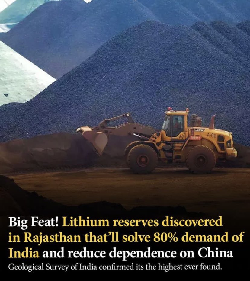 VimalYa57872663's tweet photo. Biggest Lithium reserve Found in Rajasthan 🥳
Congratulations #India #Rajasthan https://t.co/OKCqZ68afJ