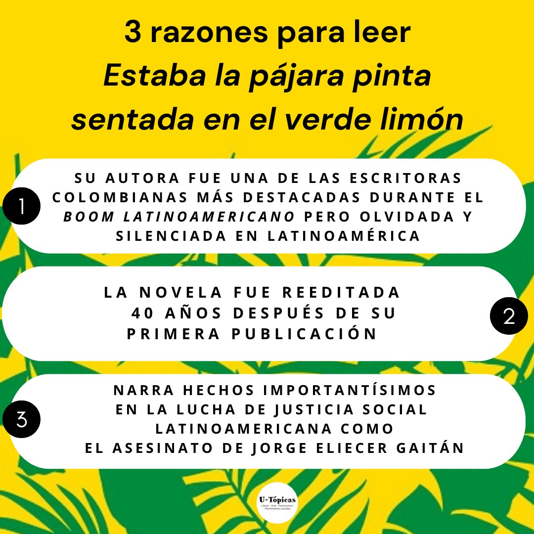 u_topicas's tweet photo. #3RazonesParaLeerUT

Estaba la pájara pinta sentada en el verde limón de la autora colombiana Albalucía Ángel Marulanda

Si tienen libros que compraron en UT y crean que no podemos perdernos  comenten y los incluiremos en #3RazonesParaLeerUT https://t.co/THGIIkOsgP
