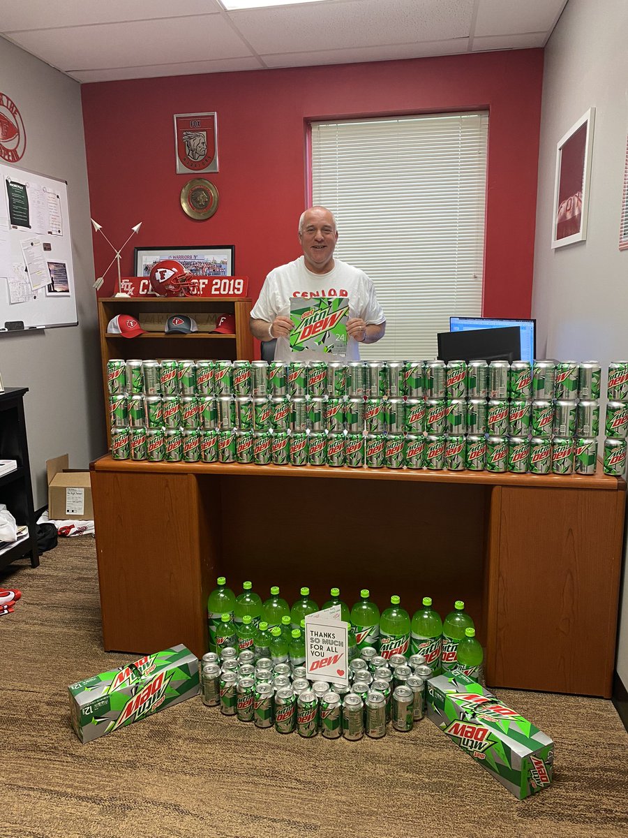 Class of 2023 kept the tradition alive of filling my office with Diet Mountain Dew on their last day!  <a href="/DrSherp/">Fox High Principal</a> <a href="/foxc6super/">Dr. Paul Fregeau</a> <a href="/FoxC6Schools/">Fox C-6 Schools</a> <a href="/FHSWarriorPride/">Warriors</a> <a href="/MountainDew/">Mountain Dew®</a> <a href="/FoxHSActivities/">Fox High School Activities</a> <a href="/FoxC6Secondary/">Dr. Tammy Cardona</a>