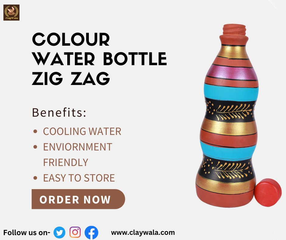 Colour Water Bottle Zig-Zag
#claywala #waterbottle #clayplay