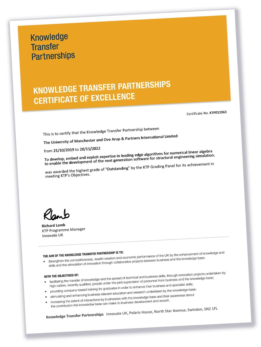 We are delighted that our #KTP with <a href="/Arup/">Arup</a> has been recognised as being Outstanding! ✨🏆

A massive congratulations and well done to all involved!

🖱️To find out how #KTP could support innovation in your organisation, click here: bit.ly/UoM_BEKE

<a href="/OfficialUoM/">The University of Manchester</a> <a href="/UKRI_News/">UK Research and Innovation</a>
