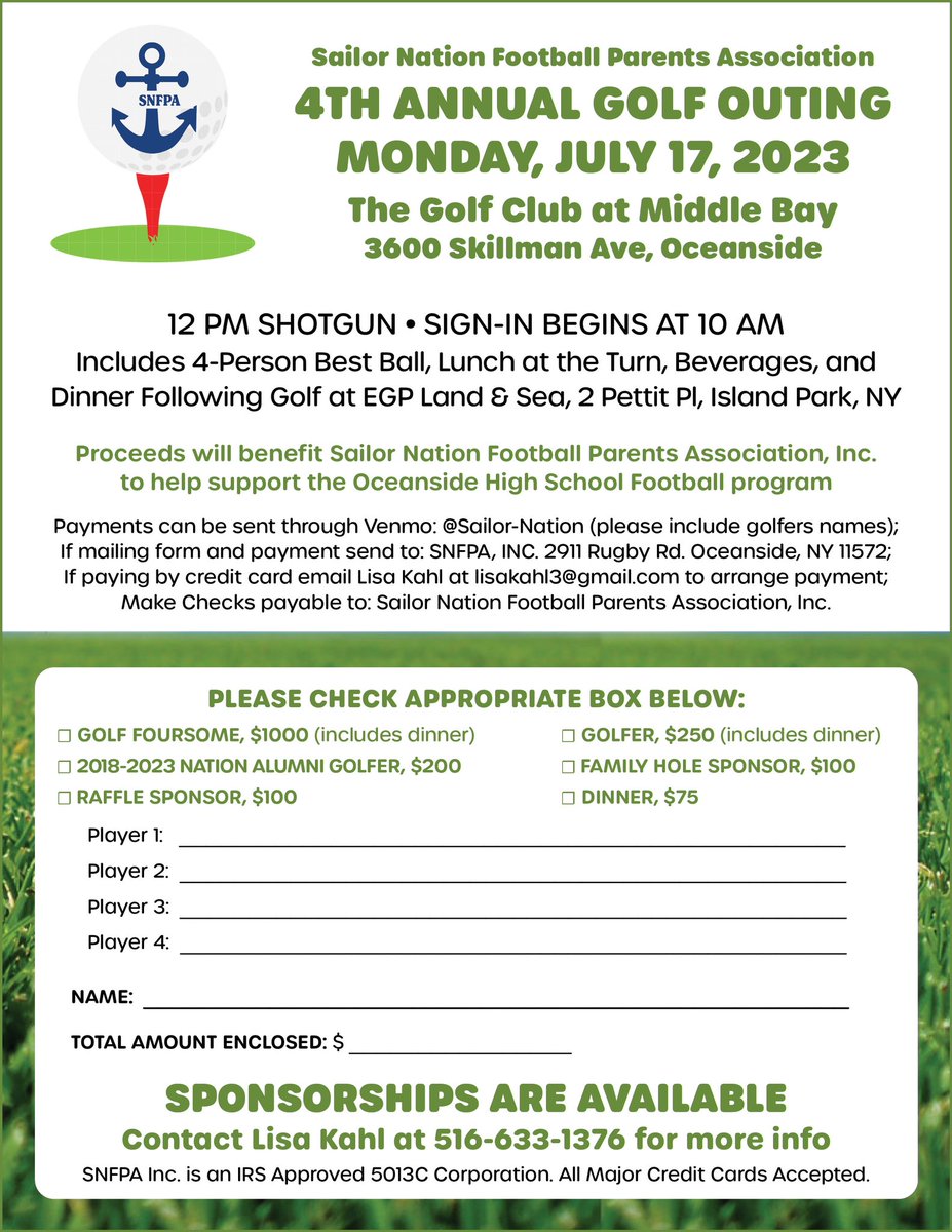 Time to enjoy the summer. Golf with friends, beverages and great food all while helping out the student athletes of OHS Football Program. And if you don’t golf, come join the fun for dinner and buy some raffles for a chance to win some great prizes. 🏈